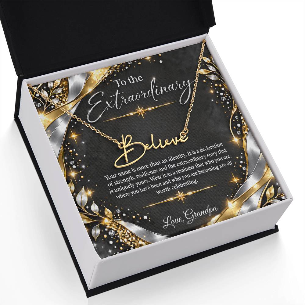 Signature Strength | Name Necklace | Extraordinary You | Noir Luxe | Love, Grandpa