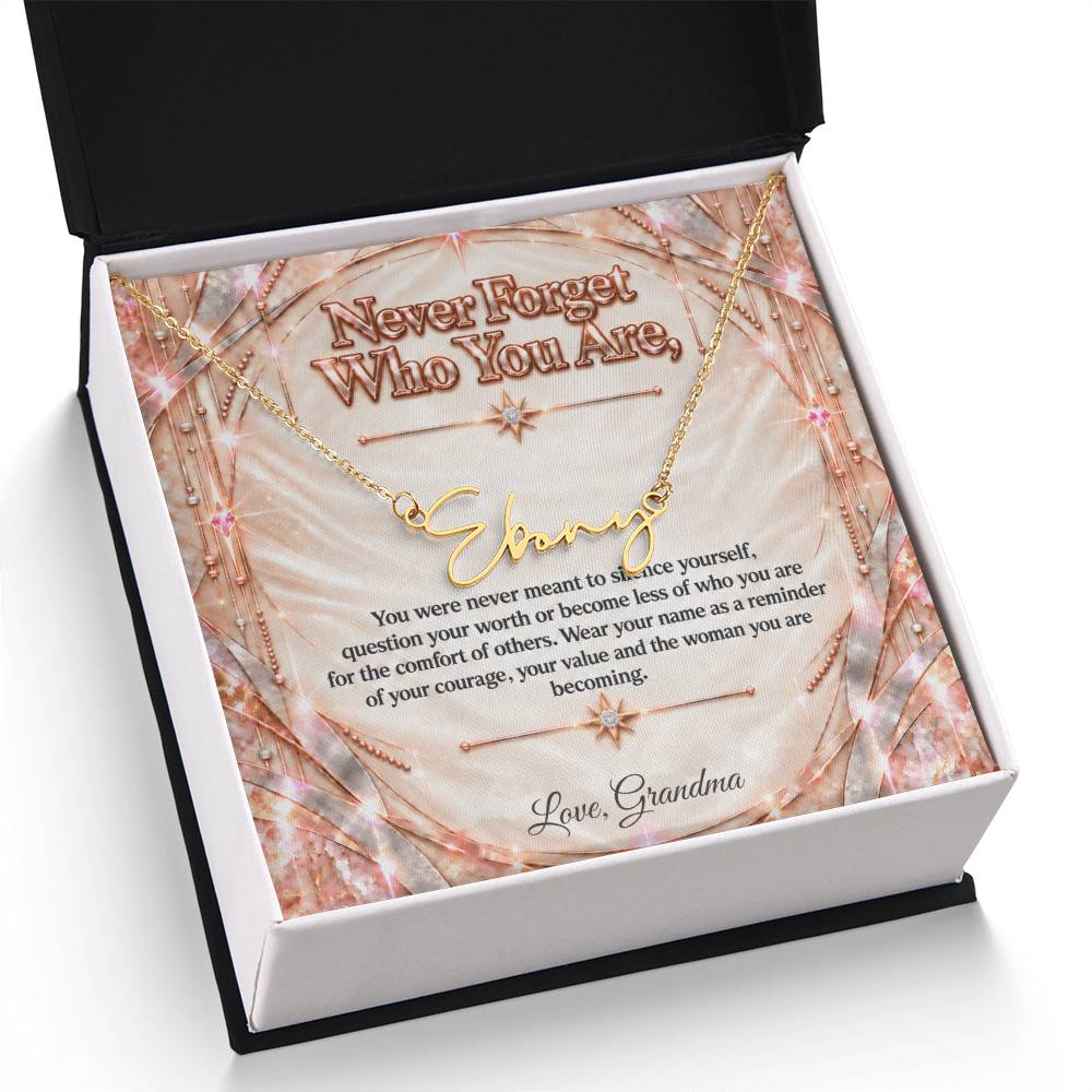 Signature Strength | Name Necklace | Never Forget Who You Are | Ivory Rose Gold Luxe | Love, Grandma