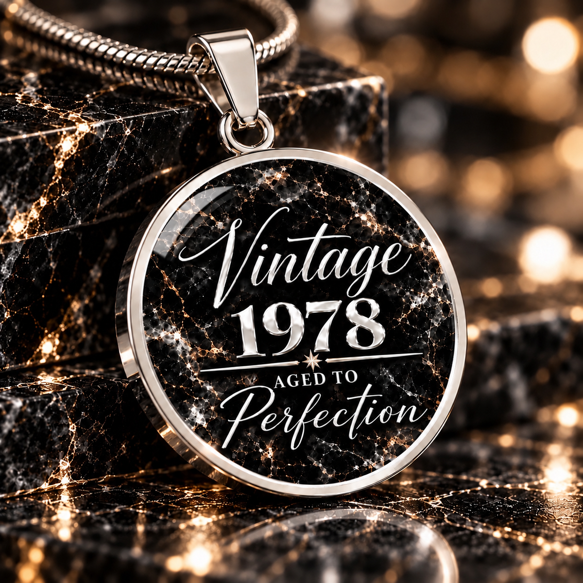 Aged to Perfection Birth Year Necklace | Classic Edition: Midnight Silver