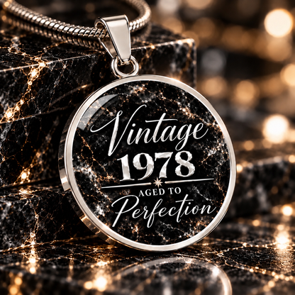 Aged to Perfection Birth Year Necklace | Classic Edition: Midnight Silver