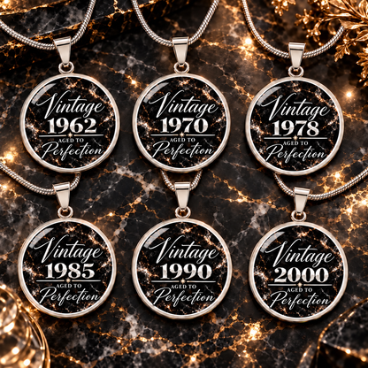 Aged to Perfection Birth Year Necklace | Classic Edition: Midnight Silver