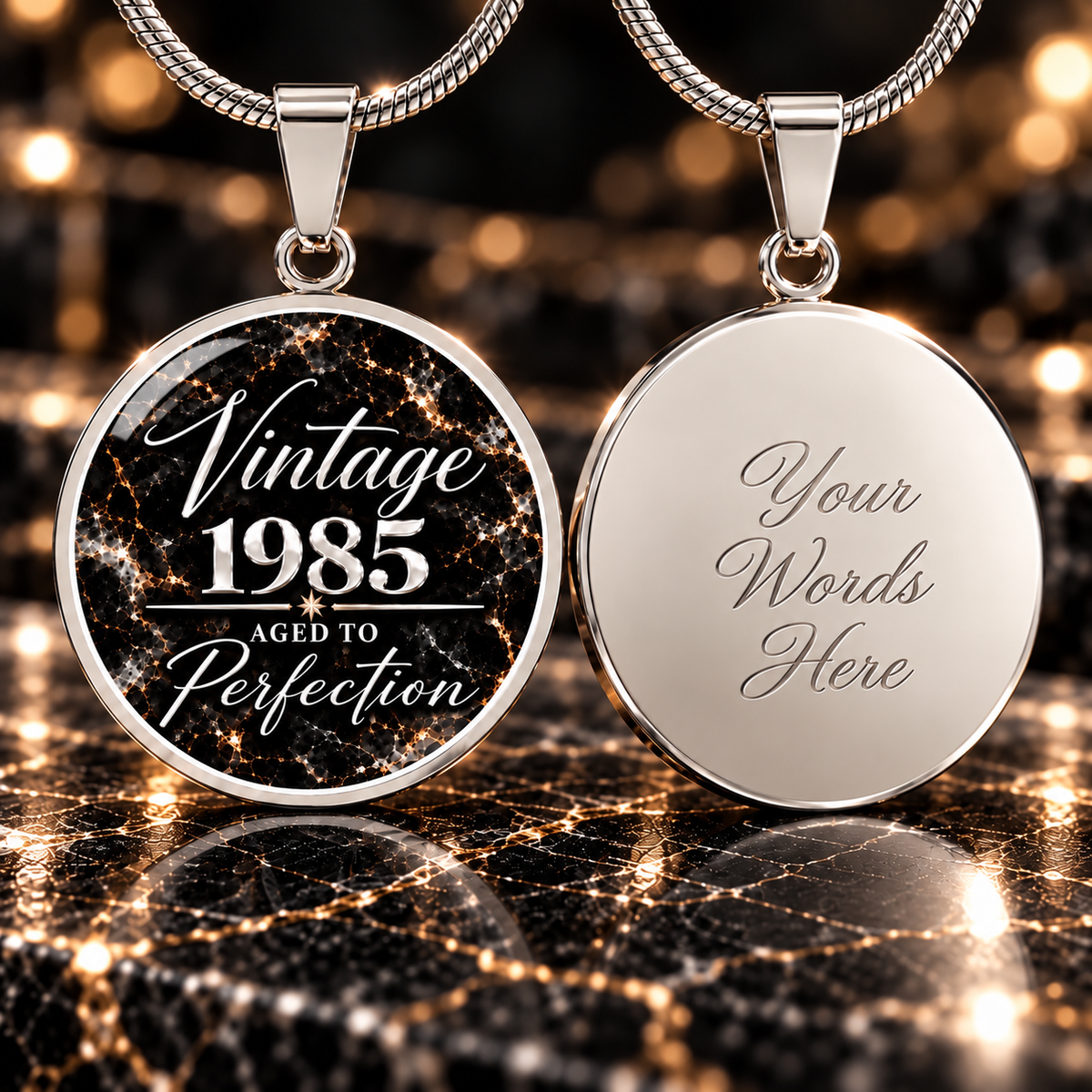 Aged to Perfection Birth Year Necklace | Classic Edition: Midnight Silver