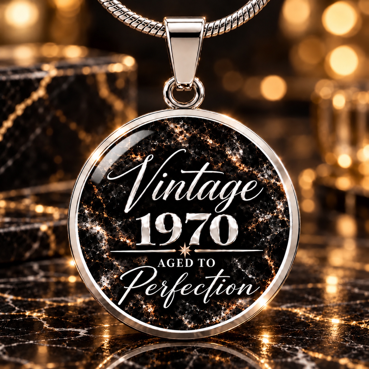 Aged to Perfection Birth Year Necklace | Classic Edition: Midnight Silver