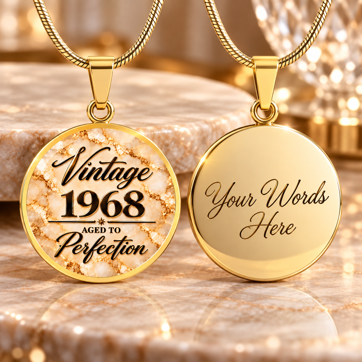 Aged to Perfection Birth Year Necklace | Classic Edition: Champagne Gold | 1980–1989