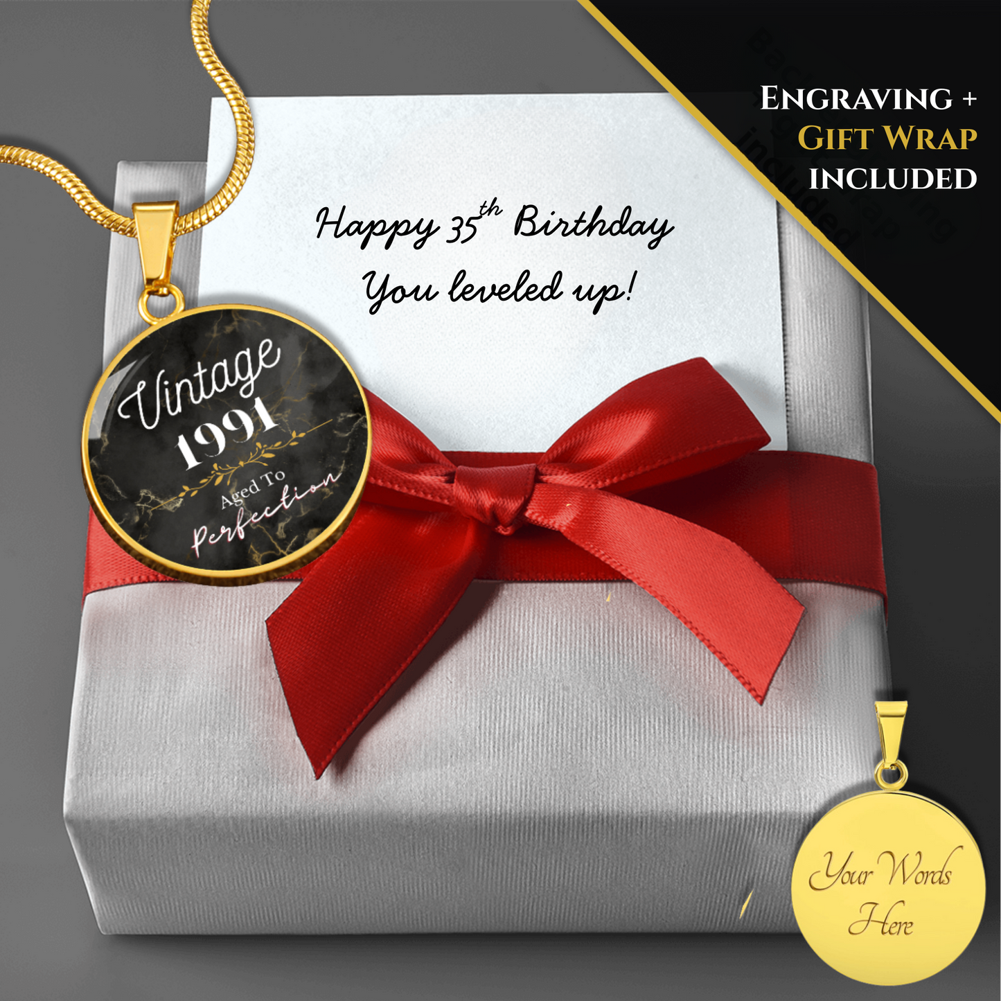 Aged to Perfection Vintage Birth Year Necklace — Luxe Edition Gift Set