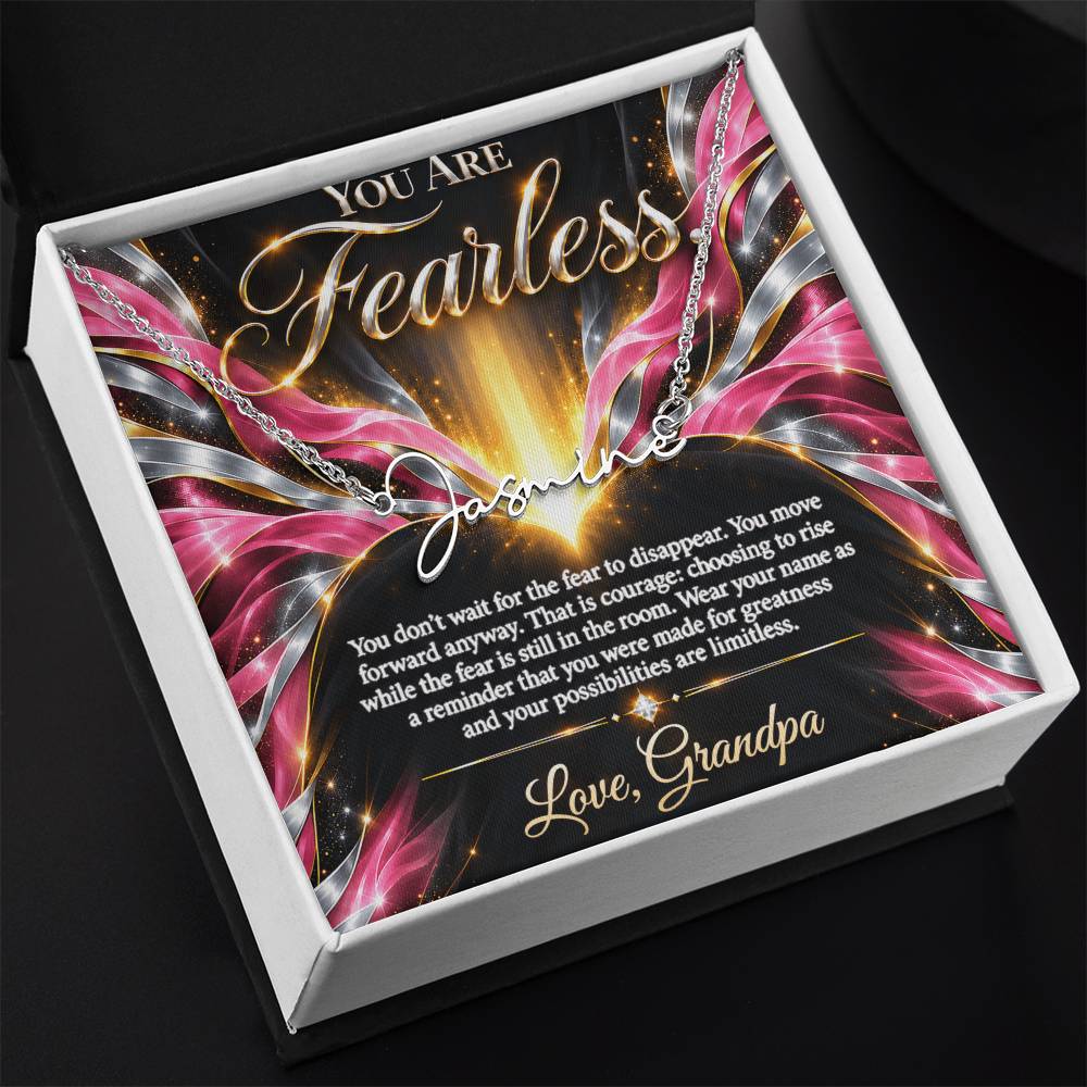 Signature Strength | Name Necklace | Fearless | Rose Flame Luxe | Love, Grandpa
