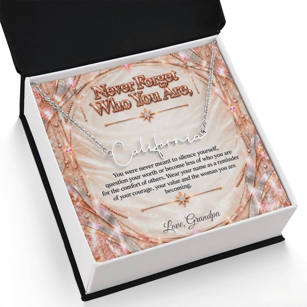 Signature Strength | Name Necklace | Never Forget Who You Are | Ivory Rose Gold Luxe | Love, Grandpa