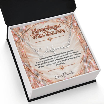 Signature Strength | Name Necklace | Never Forget Who You Are | Ivory Rose Gold Luxe | Love, Grandpa