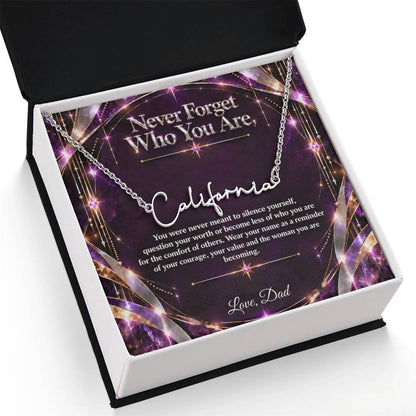 Signature Strength | Name Necklace | Never Forget Who You Are | Plum Luxe | Love, Dad