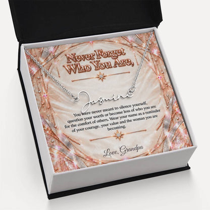 Signature Strength | Name Necklace | Never Forget Who You Are | Ivory Rose Gold Luxe | Love, Grandpa