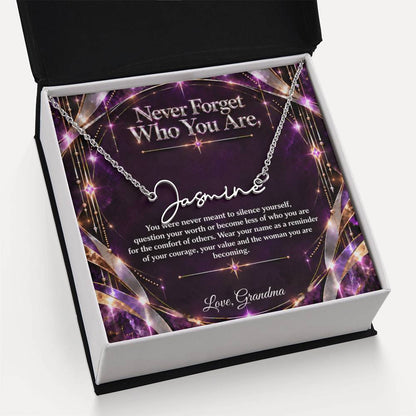Signature Strength | Name Necklace | Never Forget Who You Are | Plum Luxe | Love, Grandma
