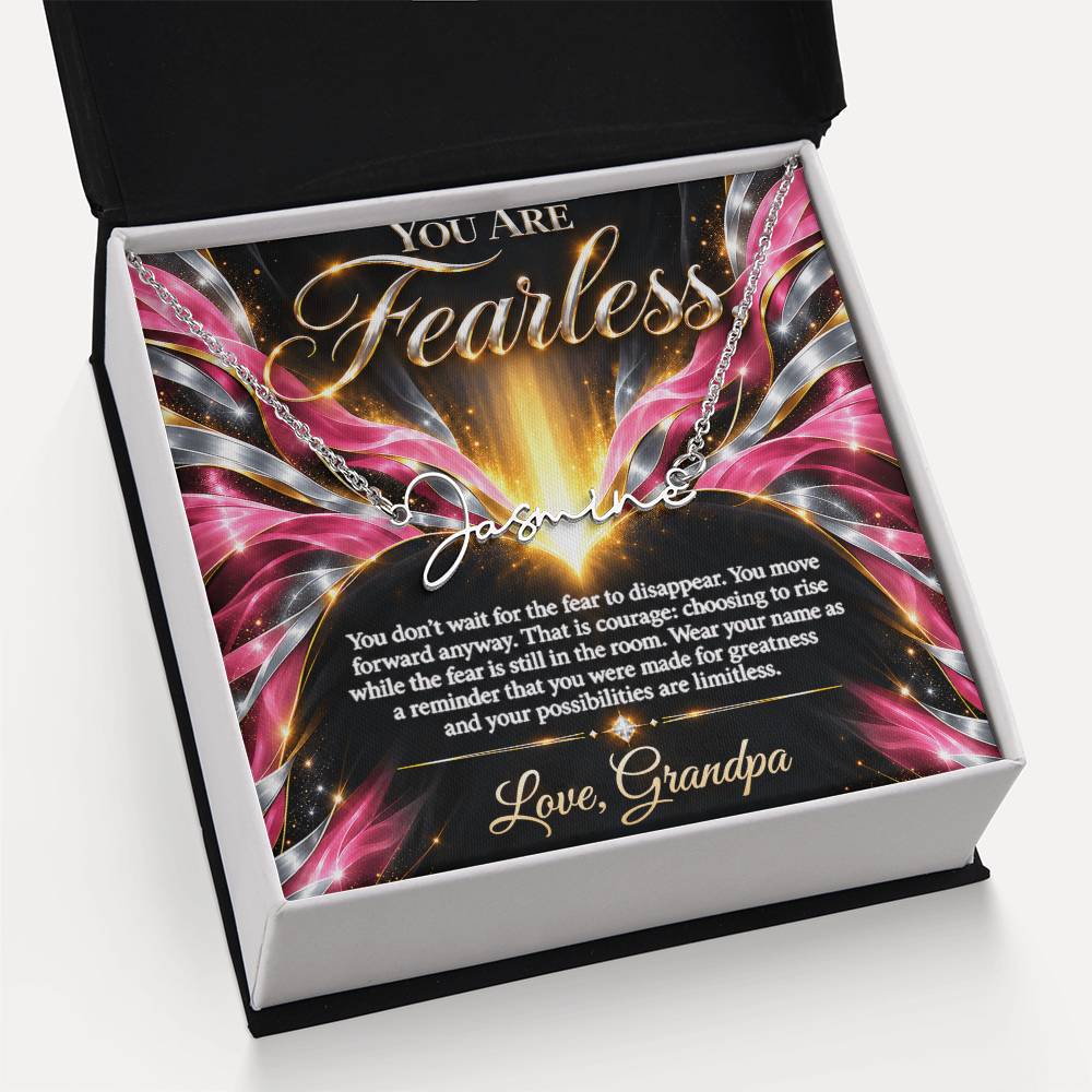 Signature Strength | Name Necklace | Fearless | Rose Flame Luxe | Love, Grandpa