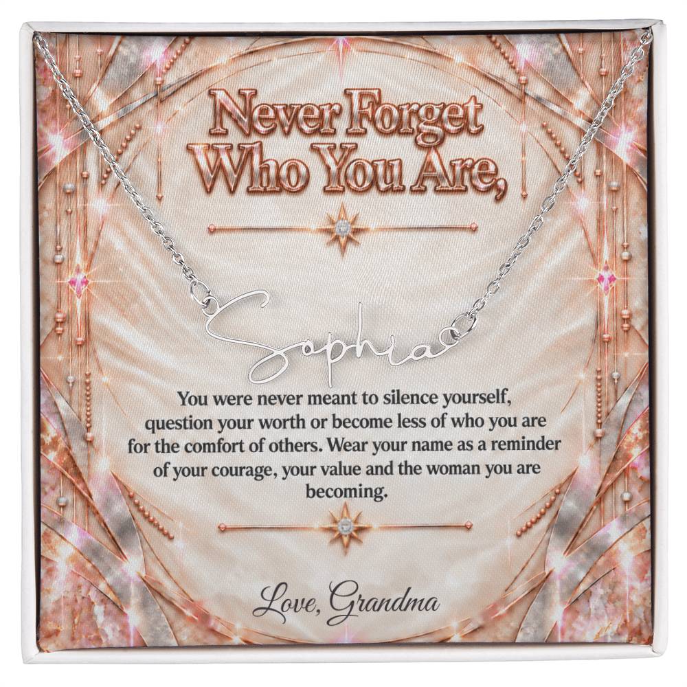 Signature Strength | Name Necklace | Never Forget Who You Are | Ivory Rose Gold Luxe | Love, Grandma