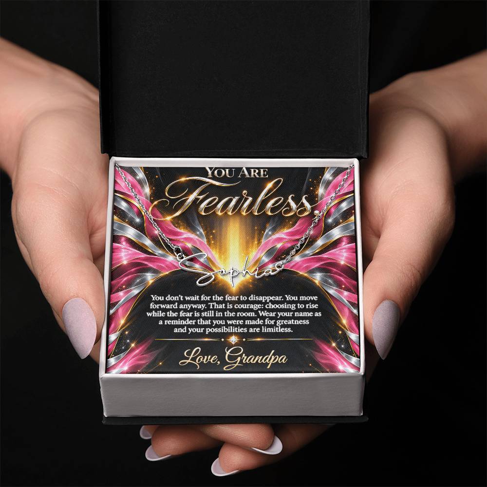 Signature Strength | Name Necklace | Fearless | Rose Flame Luxe | Love, Grandpa