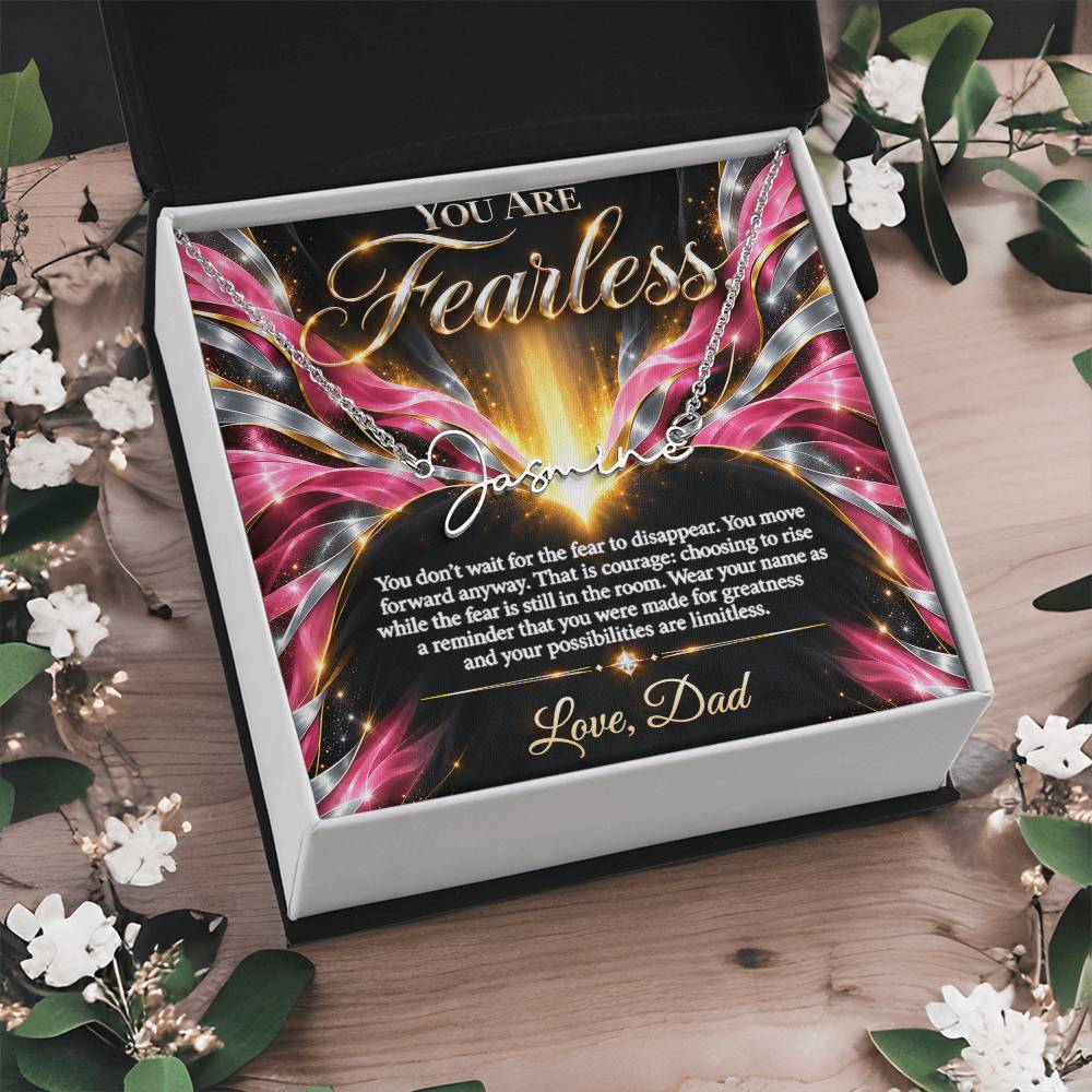 Signature Strength | Name Necklace | Fearless | Rose Flame Luxe | Love, Dad
