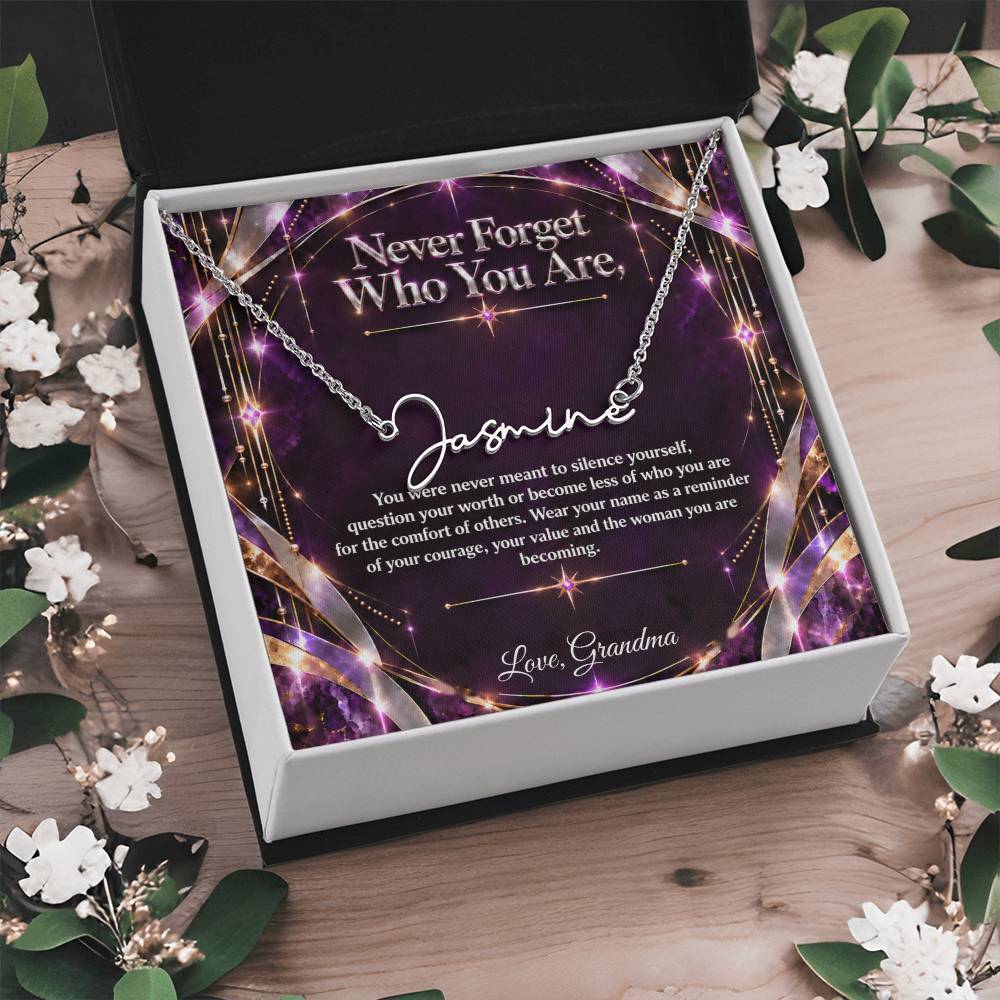 Signature Strength | Name Necklace | Never Forget Who You Are | Plum Luxe | Love, Grandma