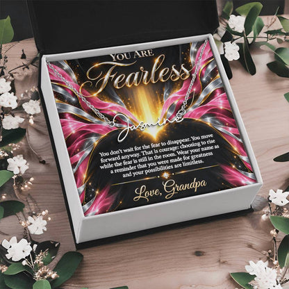 Signature Strength | Name Necklace | Fearless | Rose Flame Luxe | Love, Grandpa