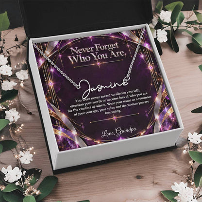 Signature Strength | Name Necklace | Never Forget Who You Are | Plum Luxe | Love, Grandpa