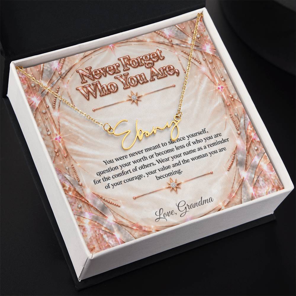 Signature Strength | Name Necklace | Never Forget Who You Are | Ivory Rose Gold Luxe | Love, Grandma