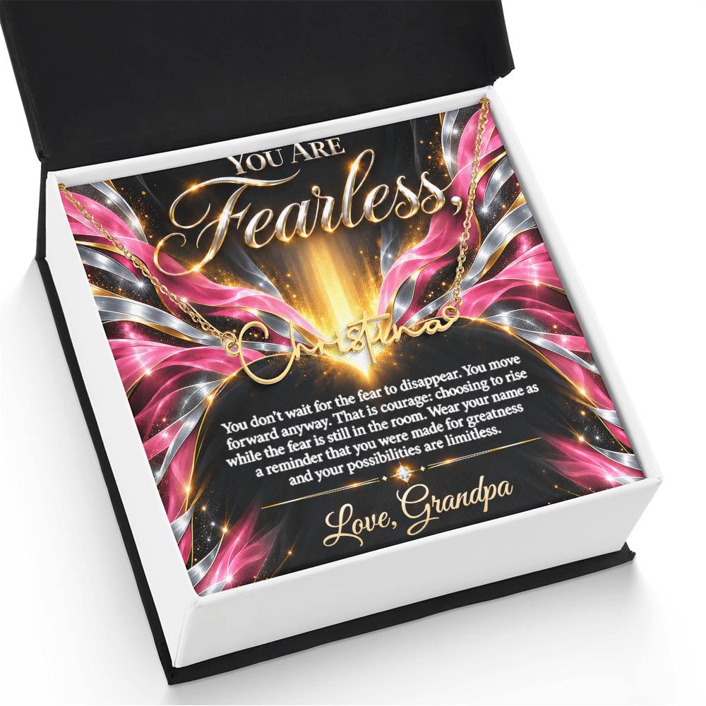 Signature Strength | Name Necklace | Fearless | Rose Flame Luxe | Love, Grandpa