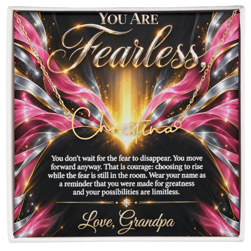 Signature Strength | Name Necklace | Fearless | Rose Flame Luxe | Love, Grandpa