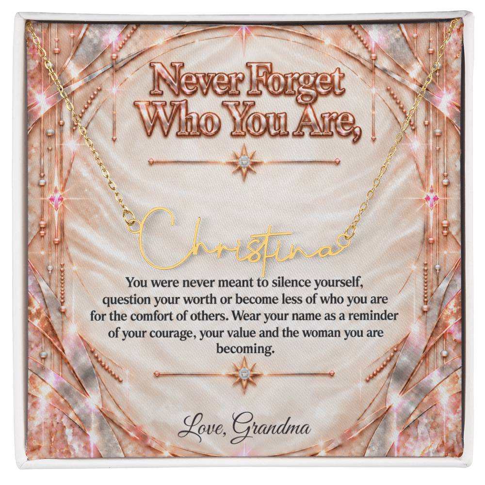 Signature Strength | Name Necklace | Never Forget Who You Are | Ivory Rose Gold Luxe | Love, Grandma