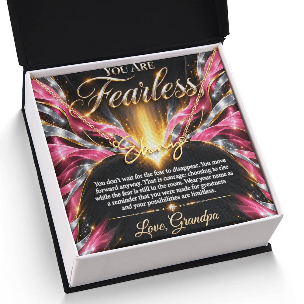 Signature Strength | Name Necklace | Fearless | Rose Flame Luxe | Love, Grandpa