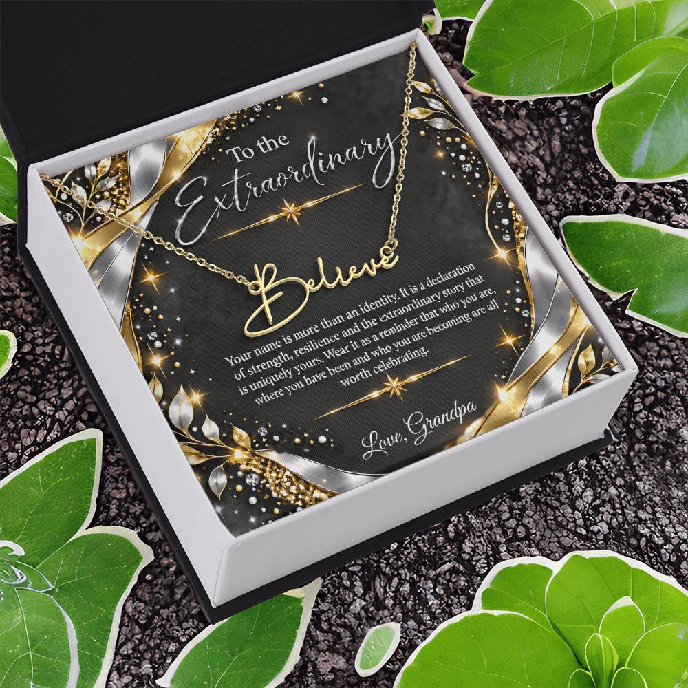Signature Strength | Name Necklace | Extraordinary You | Noir Luxe | Love, Grandpa