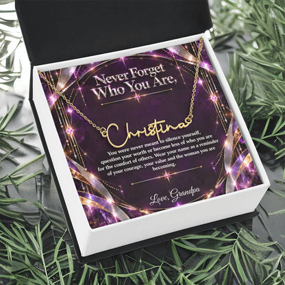 Signature Strength | Name Necklace | Never Forget Who You Are | Plum Luxe | Love, Grandpa