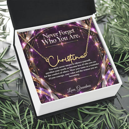 Signature Strength | Name Necklace | Never Forget Who You Are | Plum Luxe | Love, Grandma