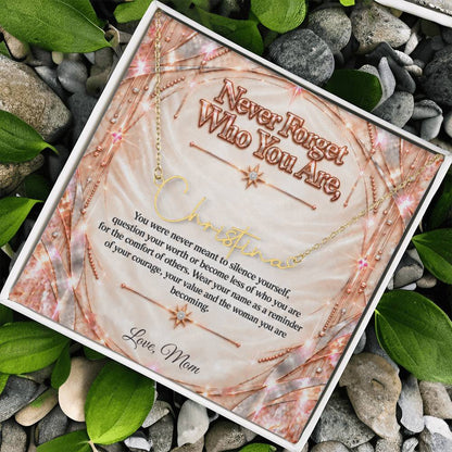 Signature Strength | Name Necklace | Never Forget Who You Are | Ivory Rose Gold Luxe | Love, Mom