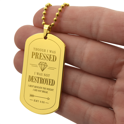 Pressed not Destroyed | Warrior Dog Tag Necklace