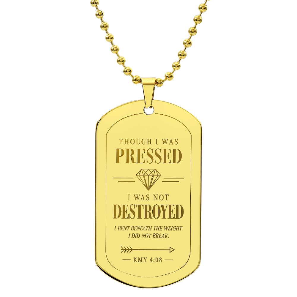 Pressed not Destroyed | Warrior Dog Tag Necklace