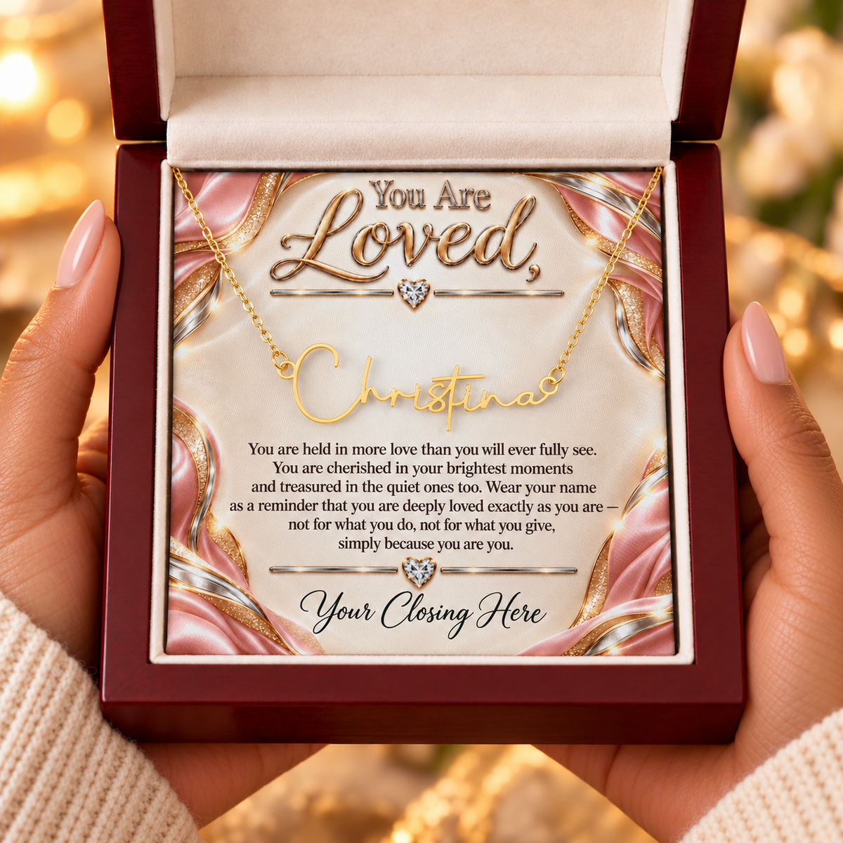 Signature Strength | Name Necklace | Loved | Blush Champagne Luxe | Love, Dad