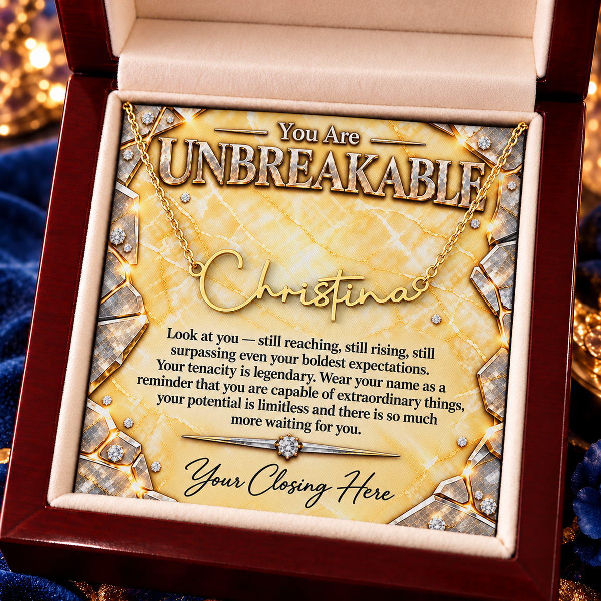 Signature Strength | Name Necklace | Unbreakable | Sunburst Luxe | Love, Dad