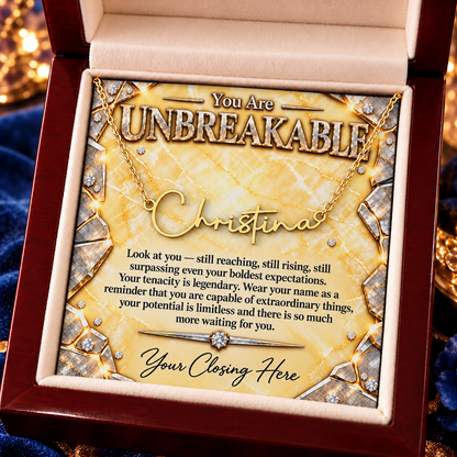 Signature Strength | Name Necklace | Unbreakable | Sunburst Luxe | Love, Dad