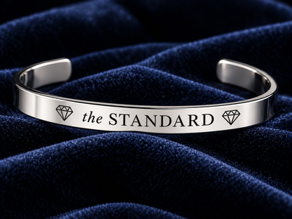Silver cuff bracelet engraved the STANDARD