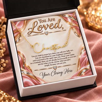 Signature Strength | Name Necklace | Loved | Blush Champagne Luxe | Love, Dad