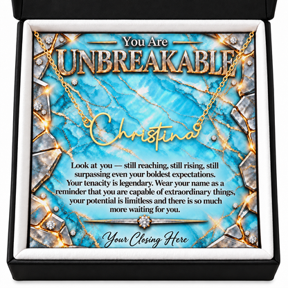 Signature Strength | Name Necklace | Unbreakable | Teal Luxe | Love, Dad