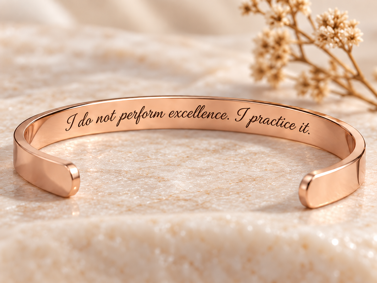 Rose gold cuff bracelet engraved the STANDARD
