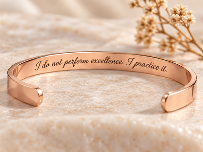 Rose gold cuff bracelet engraved the STANDARD