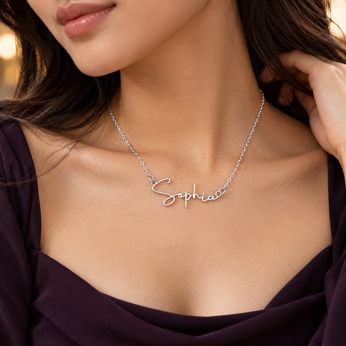 Never Forget Who You Are Plum Luxe name necklace