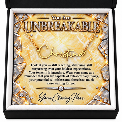 Signature Strength | Name Necklace | Unbreakable | Sunburst Luxe | Love, Dad