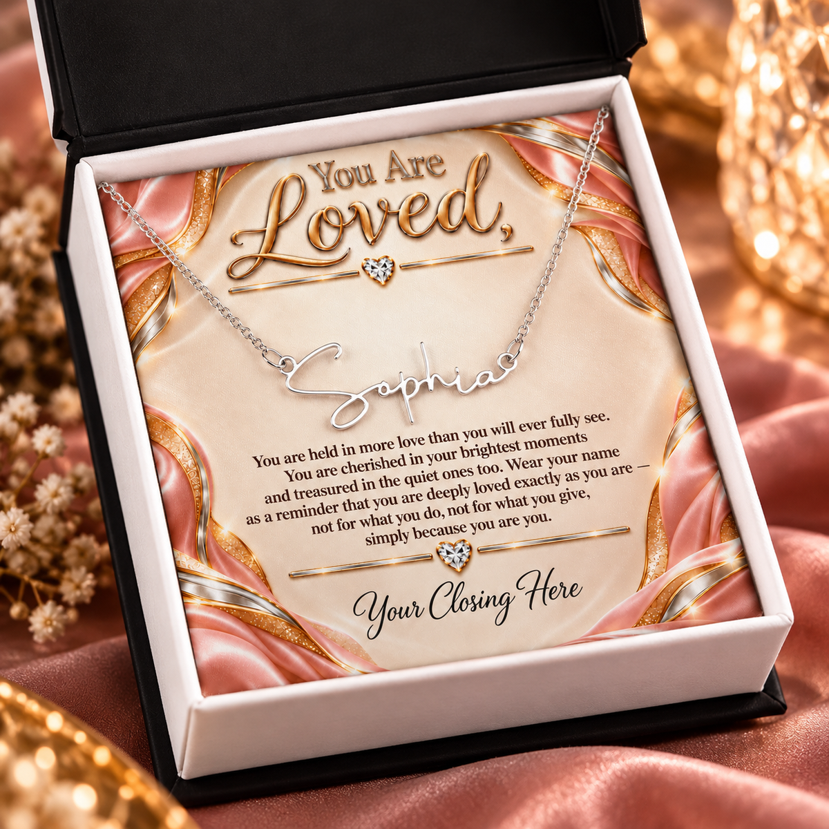 Signature Strength | Name Necklace | Loved | Blush Champagne Luxe | Love, Dad