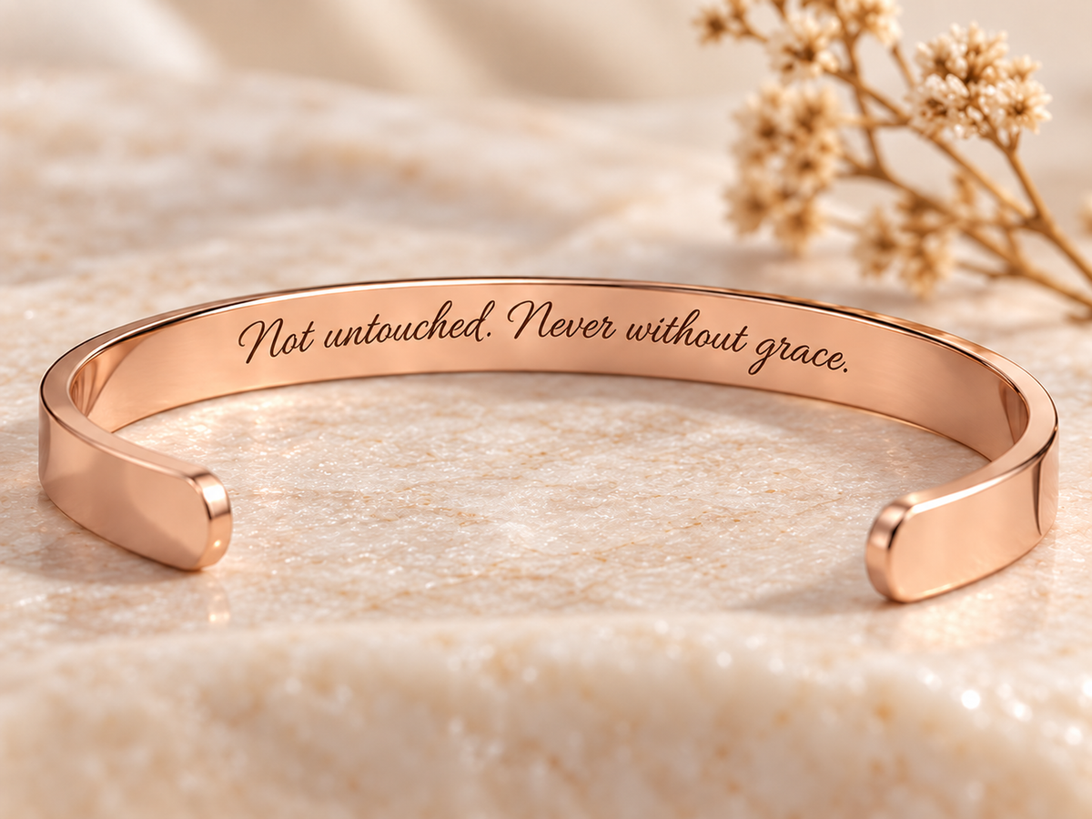 Rose gold cuff bracelet engraved BLESSED