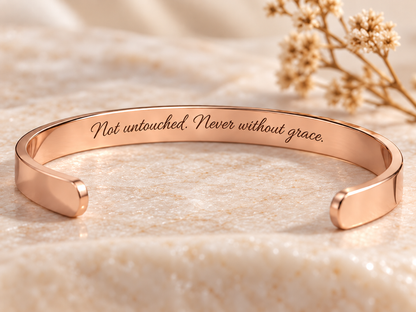 Rose gold cuff bracelet engraved BLESSED